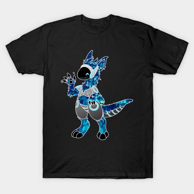 Protogen Fursuit Furry Fursona waving hello blue tie dye T-Shirt by Surfer Dave Designs